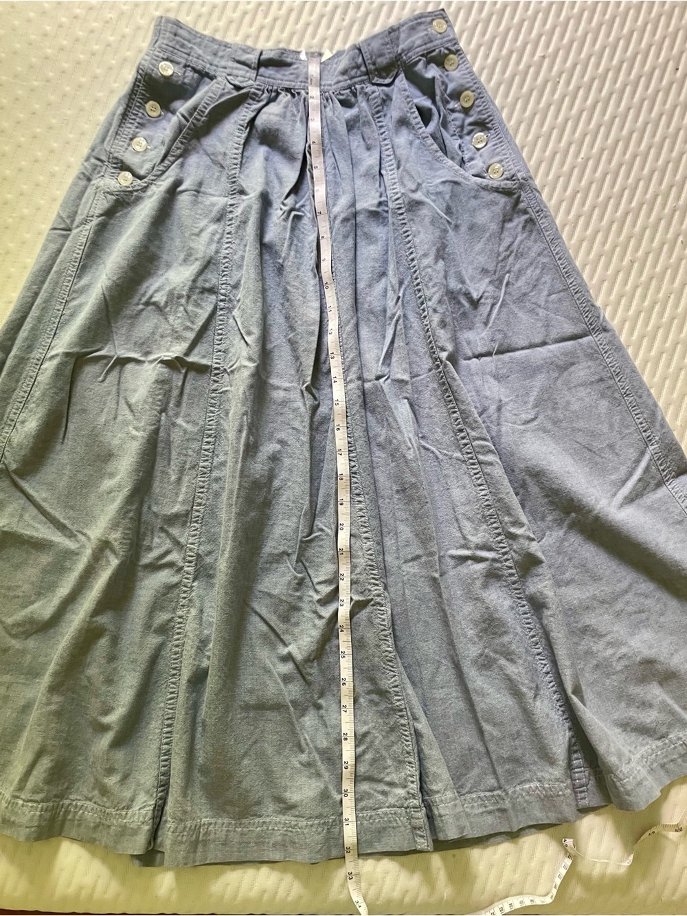 Vintage ChausSport Chambray Side-Buttons Maxi Skirt Size S - Picture 9 of 12